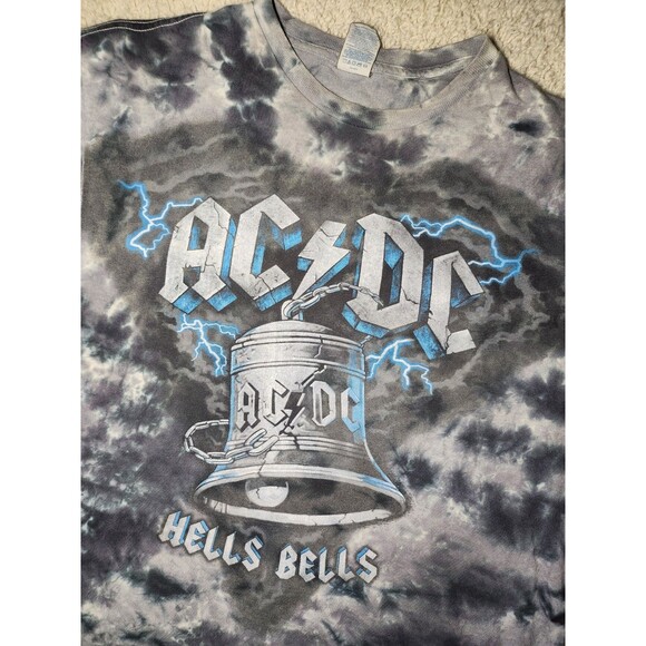 AC/DC Hells Bells Blue Tie-Dye Graphic Band T-Shirt Men’s Size L Rock Tee - Picture 2 of 3